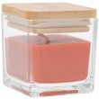 Bougie parfumée carrée avec couvercle en bambou pour gravure - Orange/Orange