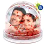 Bola de nieve corazones rojos con foto - Personalizada