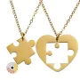 Puzzle Heart Medal Necklaces for Engraving