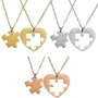 Puzzle Heart Medal Necklaces for Engraving - Available Colours
