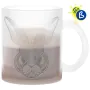 Exemple de personnalisation avec gravure laser du mug en verre dépoli pour gravure laser