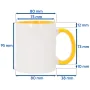 Mugs sublimables avec anse et intérieur colorés - Dimensions 