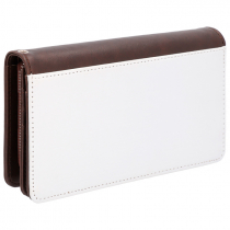 Portefeuille porte-monnaie zippé et dragonne simili cuir marron 10x20 sublimable