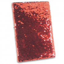Bloc de notas de lentejuela roja reversible plata