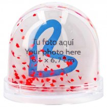 Bola de nieve corazones rojos con foto