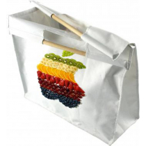 Bolsa blanca con asas de madera