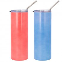 Gourdes à couleur changeante sublimables avec couvercle et paille