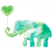 Diseño Transfer Elefante verde acuarela - Pack 3 uds 
