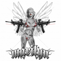 Diseño Transfer Marilyn con alas y rifles pack 4 uds