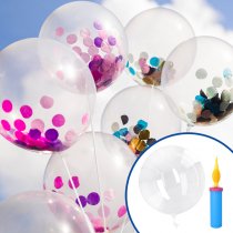 Ballons ronds transparents et gonfleur