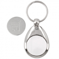 Oval Trolley Coin Keyring - Metal