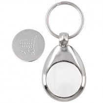 Oval Trolley Coin Keyring - Metal