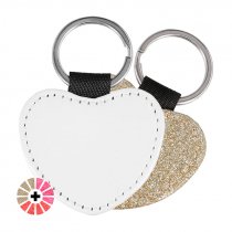 Porte-clés cœur pour sublimation en simili cuir avec dos à paillettes