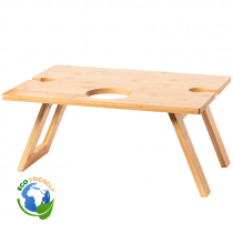 Folding Bamboo Table with Bottle & Glass Holder