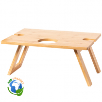 Table pliante en bambou pour bouteille et verres