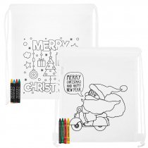 Colouring Drawstring Bag with Christmas drawings