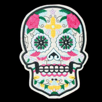 Parche bordado calavera multicolor