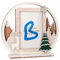 Round Wooden Christmas Photo Frames