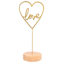 Portamensajes de madera con corazón dorado Love