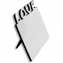 Portafotos horizontal de madera de 180 x 150mm con texto "Love" - Detalle lateral