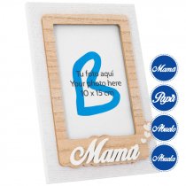 Portafotos de madera decapé serie Familia