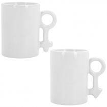 Set of 2 mugs with male and female gender symbol handle
