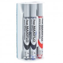Set of 4 Pentel Maxiflo Whiteboard Gel Markers with Eraser