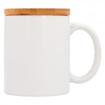 White Matt Mug with Bamboo Lid