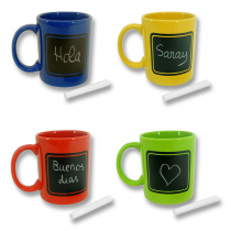Tazas brillo con pizarra negra