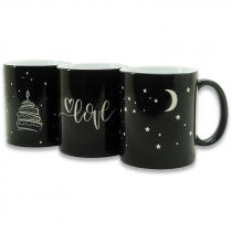 Tazas mágicas negras con grabado láser