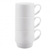 Taza blanca apilable - Vista de una pila de tazas
