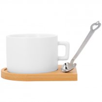 Sublimation Coffee Cup with Bamboo Plate & Spoon