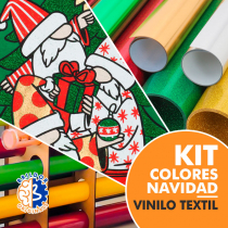 Vinilo textil colores de Navidad - Kit 9 rollos + Soporte