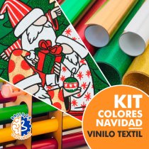 Vinilo textil colores de Navidad - Kit 9 rollos + Soporte