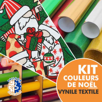 Vinyle textile couleurs de Noël - Kit 9 rouleaux + Support