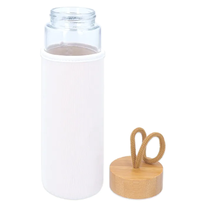Glas-Trinkflasche mit sublimierbarer Soft Shell Hülle