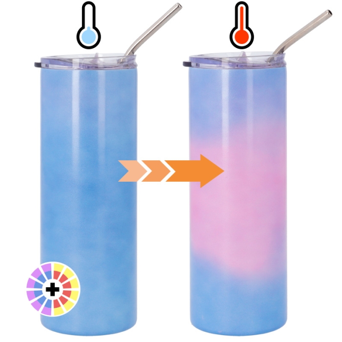 Vasos que cambian de color sublimables con tapa y pajita Vasos que cambian de color sublimables con tapa y pajita