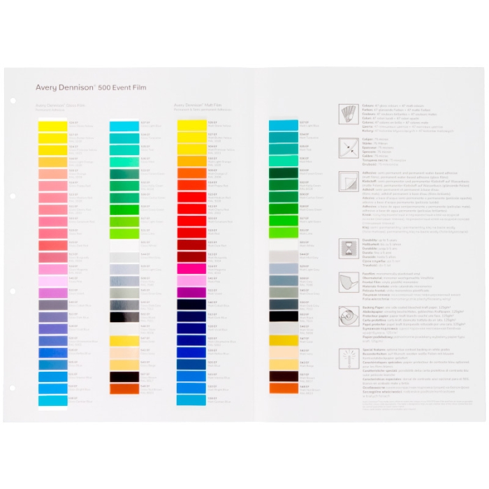 Colour Card for Avery Dennison 500 Event Films Colour Card for Avery Dennison 500 Event Films