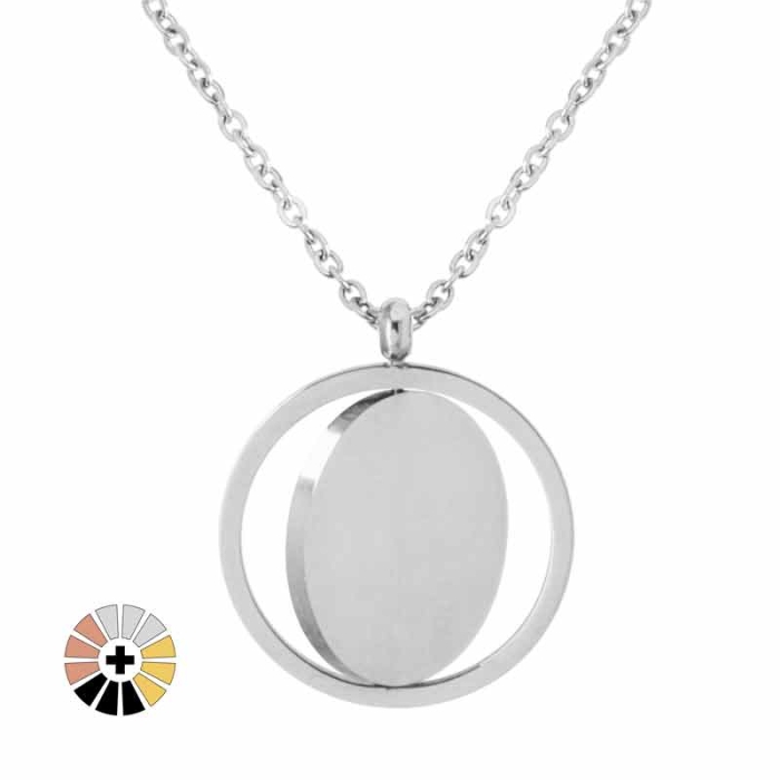 Colliers médaille ronde pivotante pour gravure Colliers médaille ronde pivotante pour gravure