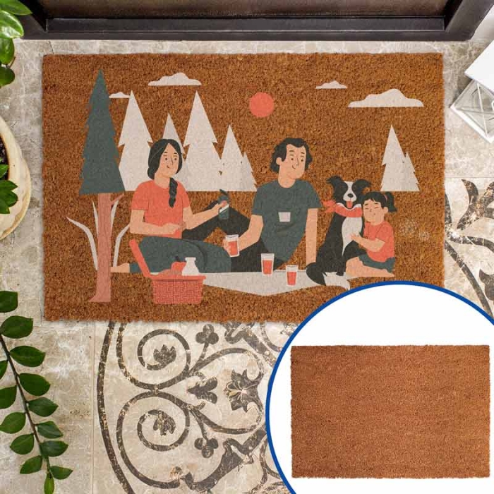 Felpudo de coco de 60x40cm para estampar - Ejemplo de personalización por serigrafía
