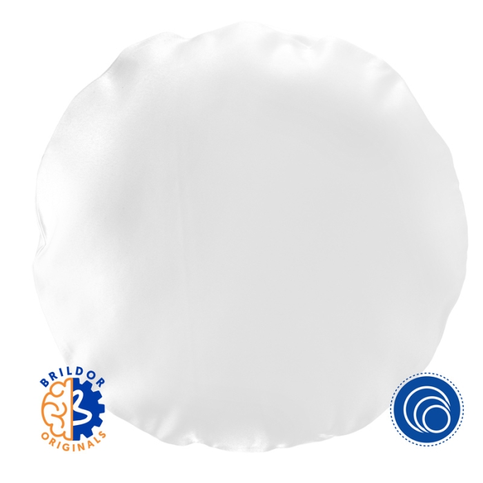 Housses de coussin rondes en satin sublimables avec fermeture à rabat et remplissage