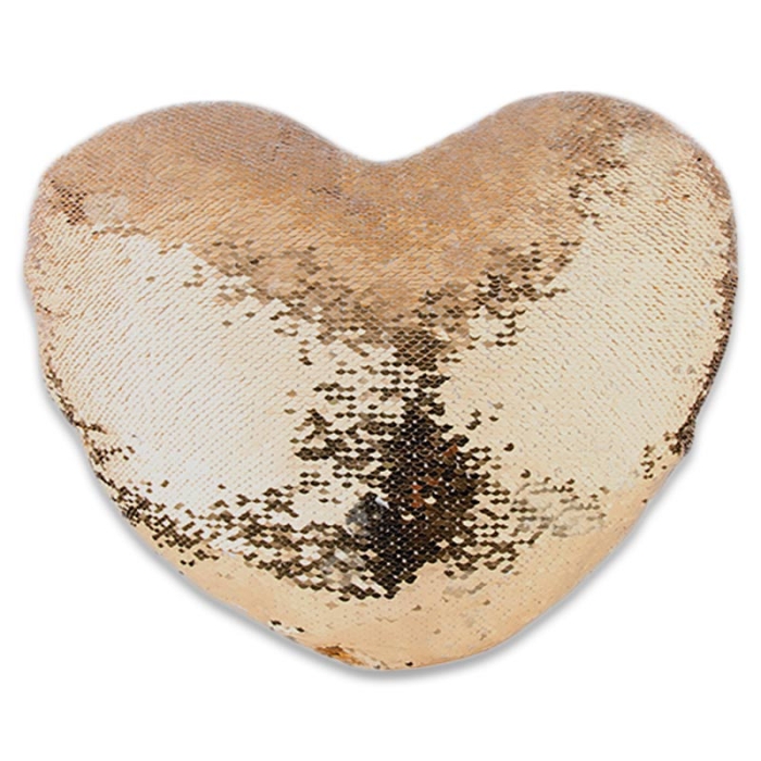 Housses de coussin cœur à sequins réversibles sublimables - Recto housse doré Housses de coussin cœur à sequins réversibles sublimables - Recto housse doré