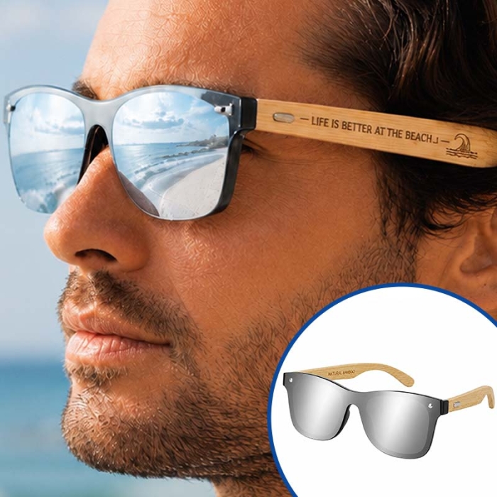 Gafas sol con patilla bambú para grabado