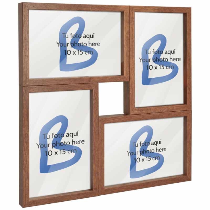 Walnut Wood Collage Photo Frame for 4 Photos Walnut Wood Collage Photo Frame for 4 Photos