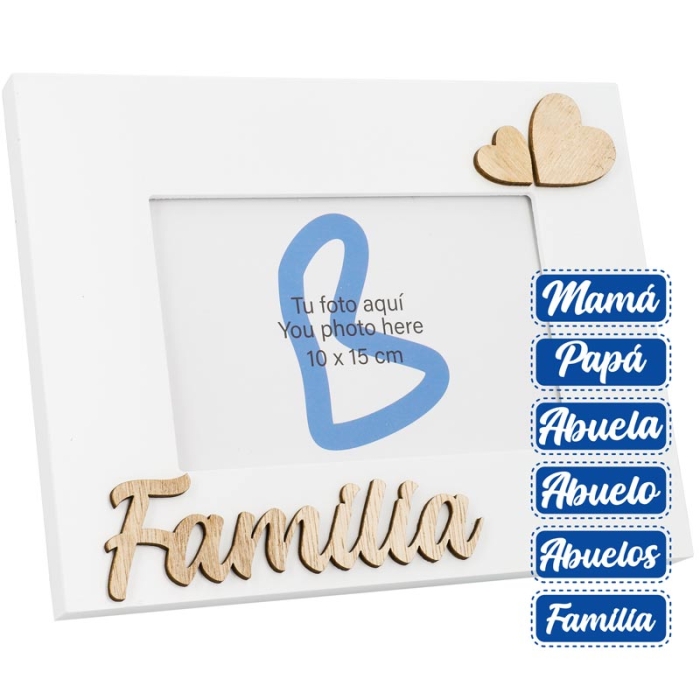 Cadres photo en bois MDF Famille avec cœurs Cadres photo en bois MDF Famille avec cœurs