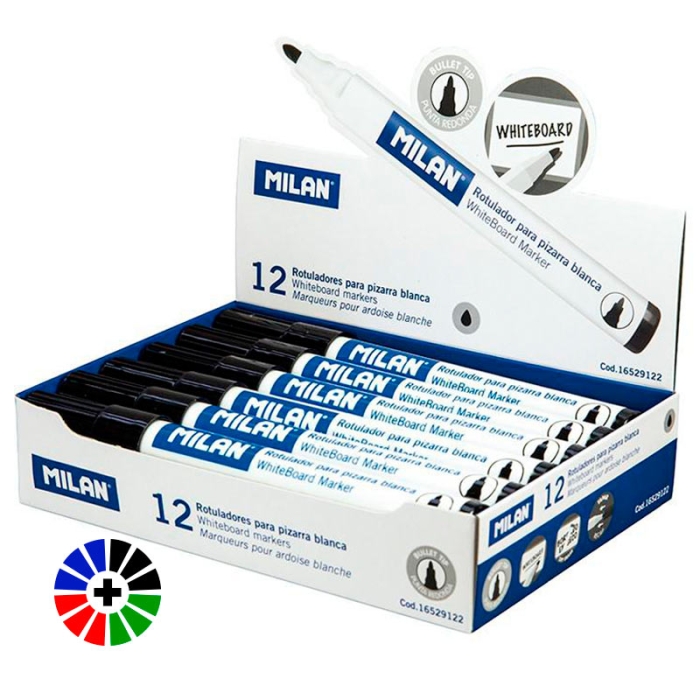 Rotuladores para pizarra blanca Milan - Caja de 12 uds