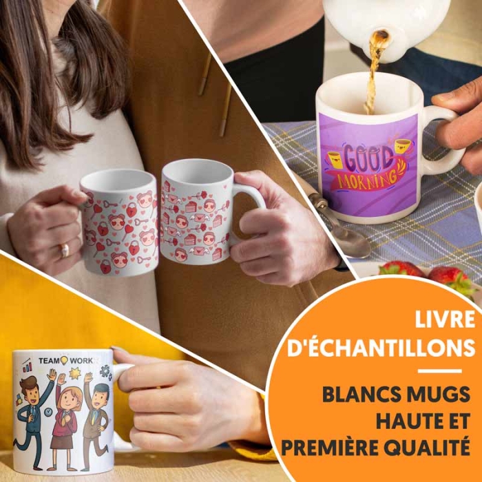 Échantillon de tasses blanches sublimables Échantillon de tasses blanches sublimables