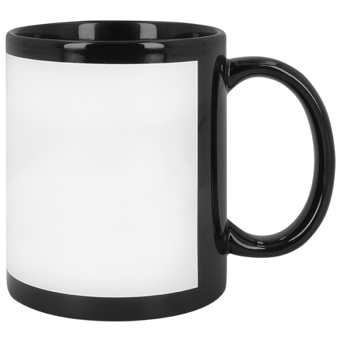 Black Sublimation Mug with White Patch
