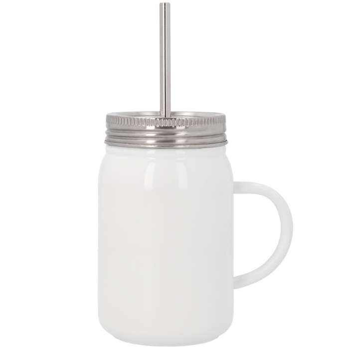 Tazza termica in acciaio inox sublimabile con coperchio e cannuccia