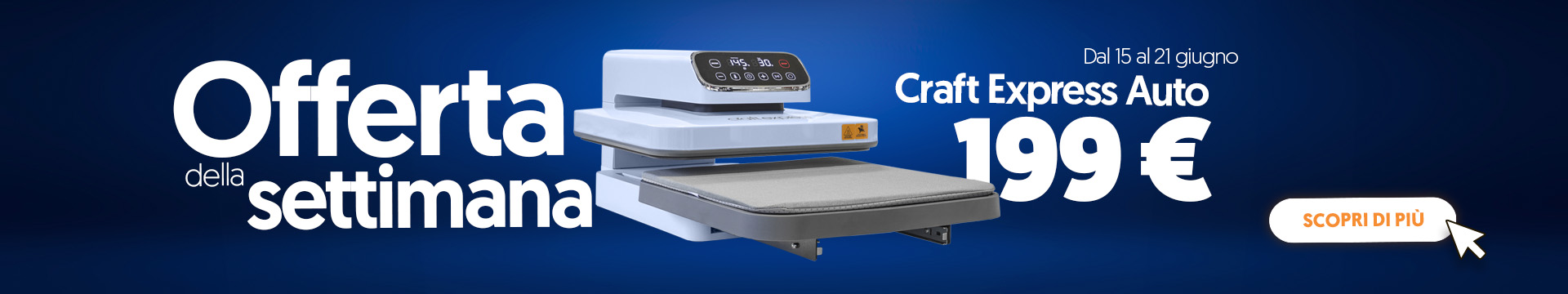 Offerta della settmana: Pressa termica automatica Craft Express 38x38cm